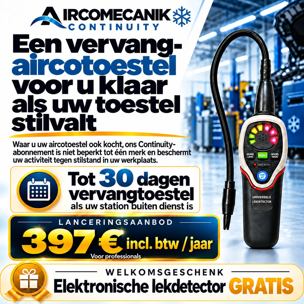 AircoMecanik Continuity abonnement met vervang aircotoestel en gratis lekdetector